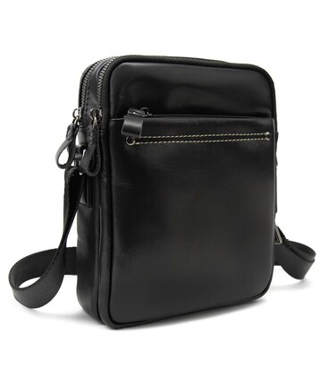 Мессенджер кожанный черный Tiding Bag 8713A фото, картинка, изображение