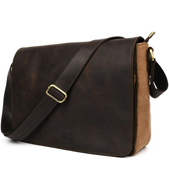 Сумка чоловіча через плече зі шкіри та канвасу TARWA RCC-1047-3md фото, картинка, изображение