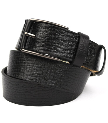 Ремінь із шкіри буйволу фактурний ST2026B чорний 40мм картинка, зображення, фото