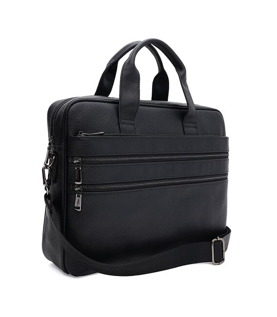 Мужской кожаный портфель Borsa Leather K166458bl-black фото, картинка, изображение