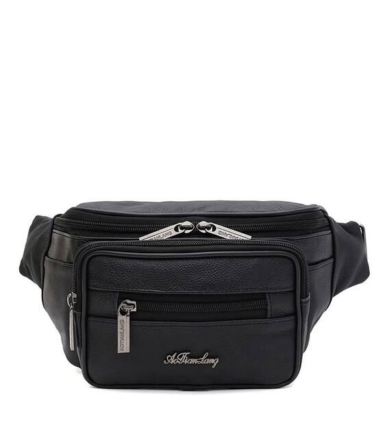 Мужская кожаная сумка на пояс Borsa Leather K1426f-black фото, картинка, изображение