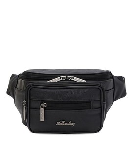 Чоловіча шкіряна сумка на пояс Borsa Leather K1426f-black картинка, зображення, фото