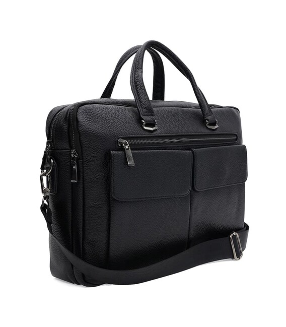 Мужской кожаный портфель Borsa Leather K166457bl-black фото, картинка, изображение