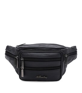 Мужская кожаная сумка на пояс Borsa Leather K1428f-black фото, картинка, изображение