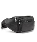 Вместительная кожаная сумка на пояс черная Tiding Bag M56-2030A фото, картинка, изображение