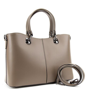 Темно-бежевая кожаная женская сумка средних размеров Firenze Italy F-IT-7627DB фото, картинка, изображение