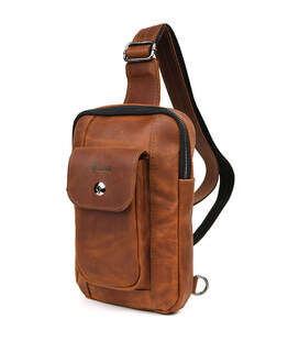 Чоловічий коньячний слінг зі шкіри крейзі RB-0804-3md TARWA фото, картинка, изображение