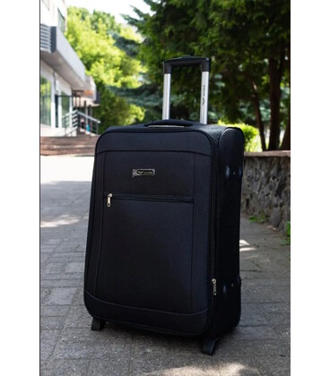 Чемодан Wings 1701 Midi черный 2 колесный фото, картинка, изображение