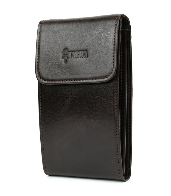 Шкіряна сумка-чохол для телефону панч GX-2122-4lx шоколадний глянець фото, картинка, изображение