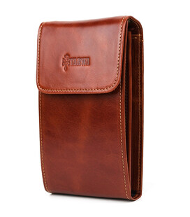 Шкіряна сумка-чохол для телефону панч GBal-2122-4lx коньячний глянець фото, картинка, изображение