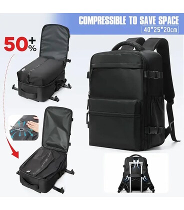 Вакуумний рюкзак для ручной клади TB07 40x20x25 см, Черный Ryanair / Wizz Air фото, картинка, изображение