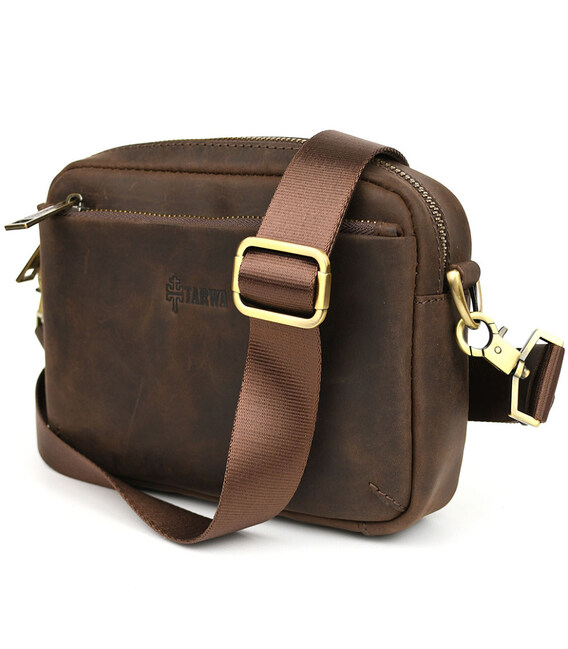 Сумка 3-в-1 шкіряна через плече TARWA RC-0324-4lx коричнева Крейзі Хорс фото, картинка, изображение