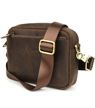 Сумка 3-в-1 шкіряна через плече TARWA RC-0324-4lx коричнева Крейзі Хорс фото, картинка, изображение