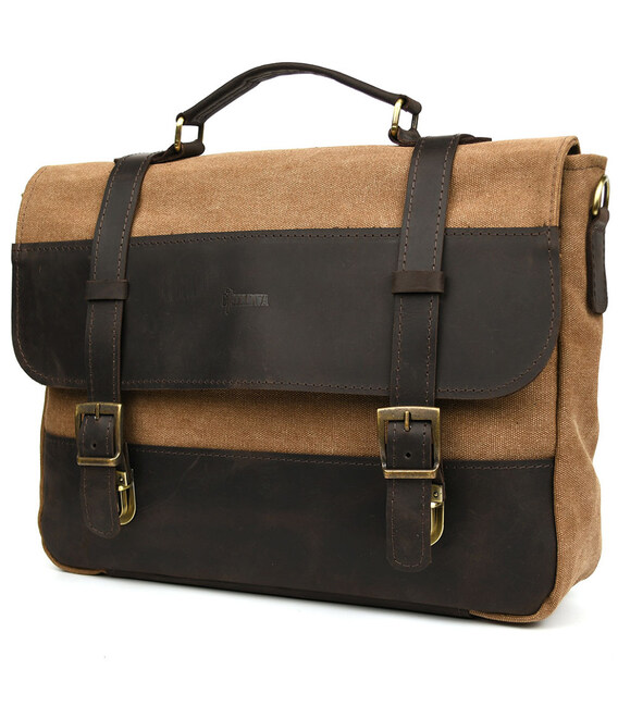 Чоловічий портфель з канвасу та шкіри наппа TARWA RCC-3920-3md картинка, зображення, фото