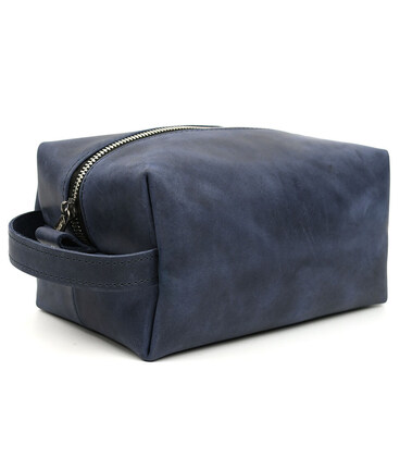 Шкіряний несесер косметичка TARWA RK-8033-4lx синій крейзі хорс фото, картинка, изображение