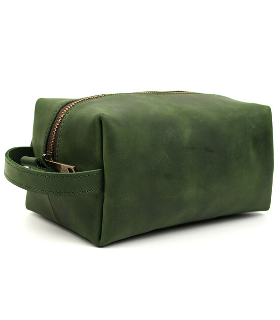 Шкіряний несесер косметичка TARWA RE-8033-4lx зелений крейзі хорс фото, картинка, изображение