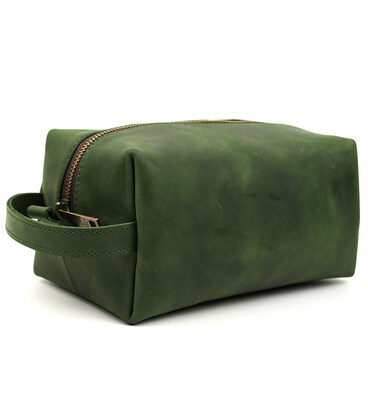 Шкіряний несесер косметичка TARWA RE-8033-4lx зелений крейзі хорс фото, картинка, изображение