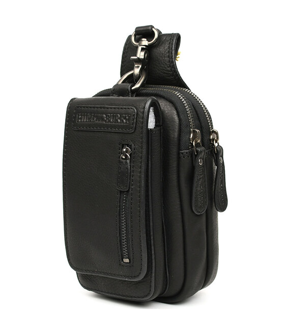 Шкіряна сумка чохол, через плече Hill Burry HB100A чорна фото, картинка, изображение