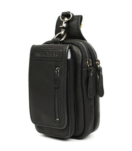 Шкіряна сумка чохол, через плече Hill Burry HB100A чорна фото, картинка, изображение