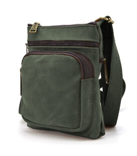 Сумка чоловіча через плече шкіряна crazy horse TARWA Зелений (RЕ-1342-2-3md) картинка, зображення, фото