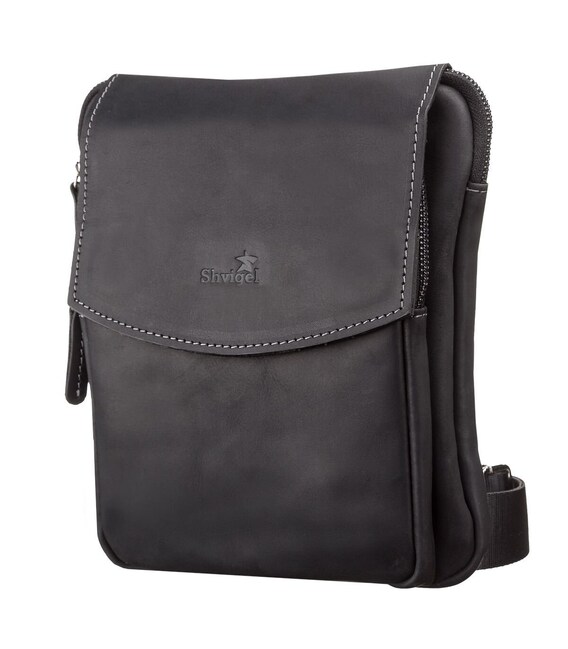 Сумка мужская SHVIGEL 11092 кожаная Черная фото, картинка, изображение