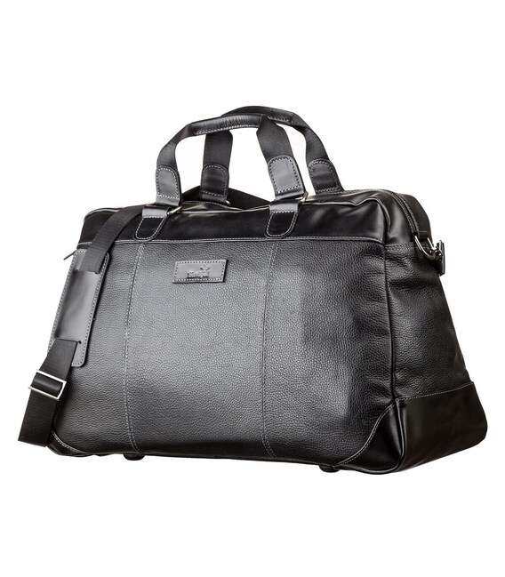 Дорожная сумка SHVIGEL 11120 кожаная Черная фото, картинка, изображение