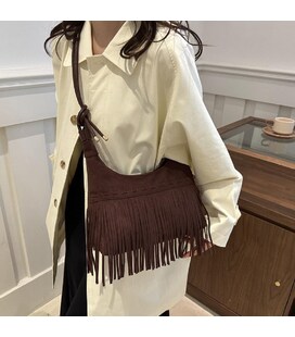 Вместительная замшевая сумка с бахромой Lilly P2-9352DB фото, картинка, изображение