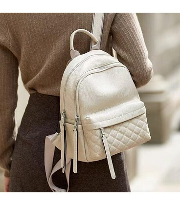 Женский наплечник для прогулок 30х23х12, кожаный рюкзак, белый фото, картинка, изображение