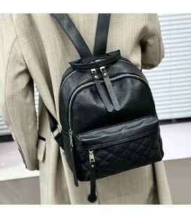 Женский кожаный рюкзак городской 30х23х12, наплечник из натуральной кожи, черный