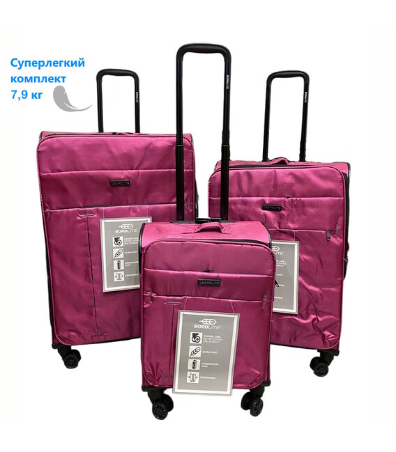 Набор чемоданов Bordlite JB 2068 розовый фото, картинка, изображение