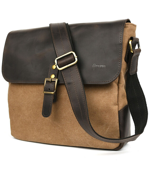 Сумка через плече канвас парусину та шкіра крейзі хорс RCc-6600-3md TARWA картинка, зображення, фото