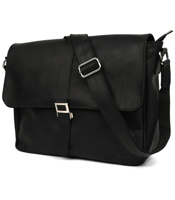 Чоловіча сумка через плече із чорний крейзі хорс TARWA RA-1046-3md фото, картинка, изображение