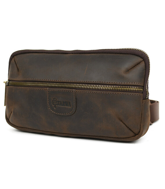 Сумка поясна зі шкіри крейзі хорс RC-1819-3md TARWA коричнева фото, картинка, изображение