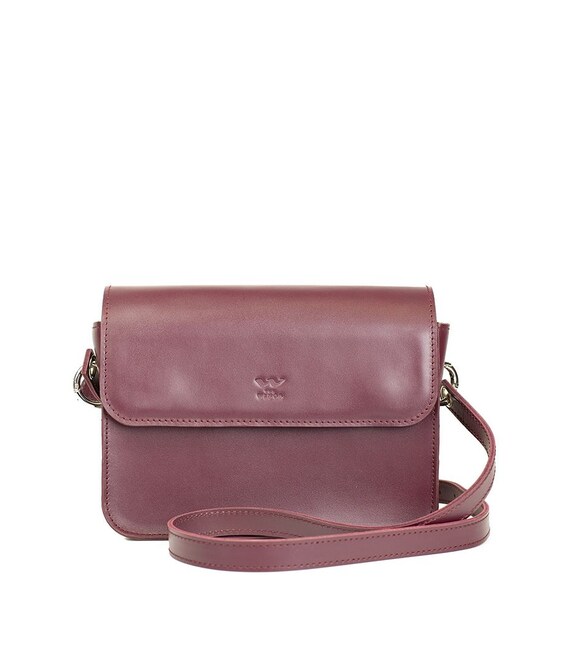 Женская кожаная мини сумка Moment бордовая фото, картинка, изображение