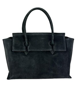 Замшевая женская сумка средних размеров цвет черный Firenze Italy F-IT-76125A фото, картинка, изображение