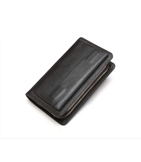 Чоловічий клатч шкіряний bx9069 у коричневому кольорі на два відділення фото, картинка, изображение