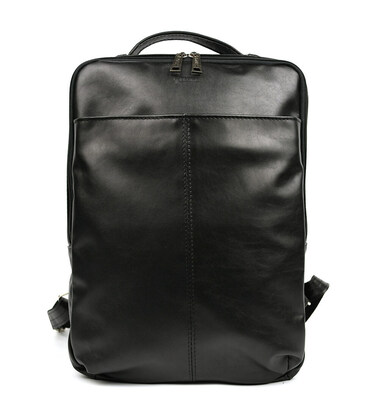 Шкіряний чоловічий рюкзак чорний GA-7281-3md з передньою кишенею на блискавці фото, картинка, изображение