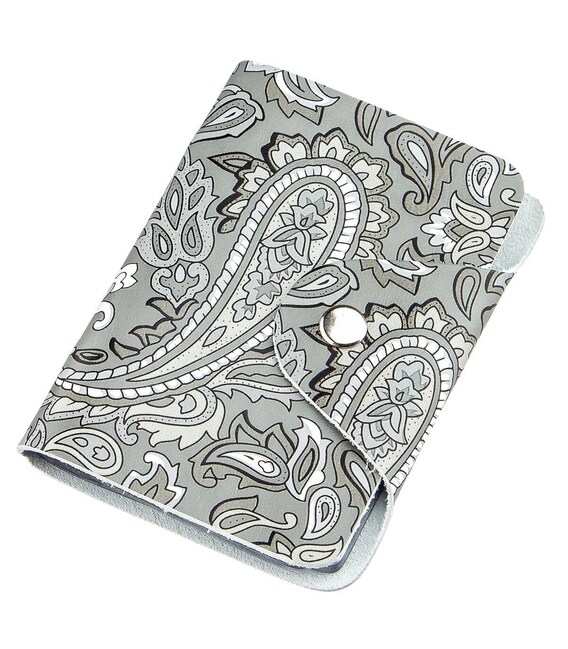 Візитниця шкіряна вертикальна сіра з візерунком Shvigel 19082 Сіра картинка, зображення, фото