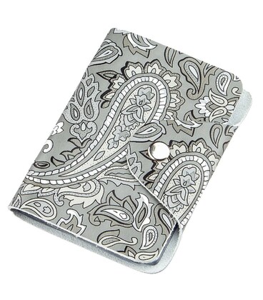 Визитница кожаная вертикальная серая с узором Shvigel 19082 Серая фото, картинка, изображение