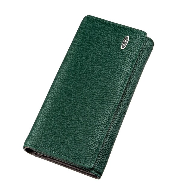 Кошелек женский из зернистой экокожи KIVI 19057 Зеленый фото, картинка, изображение