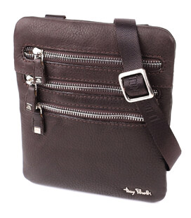 Стильная небольшая сумка из матовой зернистой натуральной кожи Tony Perotti 20876_1 (9019 moro) Коричневый