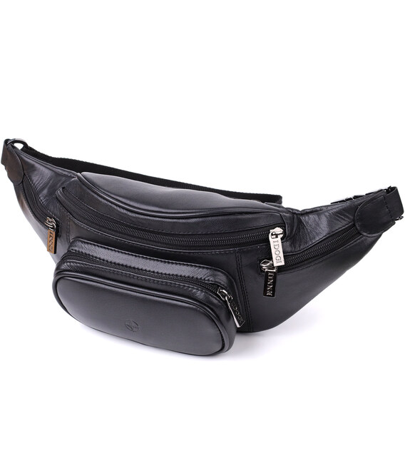 Интересная мужская сумка на пояс из гладкой натуральной кожи Tony Perotti 20880_1 (6000 nero) Черный фото, картинка, изображение
