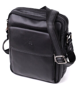 Стильная мужская сумка через плечо из натуральной кожи Tony Perotti 20882_1 (6047 nero) Черный фото, картинка, изображение