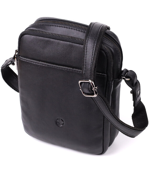 Вертикальная мужская сумка через плечо из натуральной кожи Tony Perotti 20883_1 (6049 nero) Черный фото, картинка, изображение