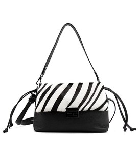 Мягкое женское кроссбоди из натуральной кожи флотар и мех под зебру с затяжками Tavinchi CH-8585AW-Y фото, картинка, изображение