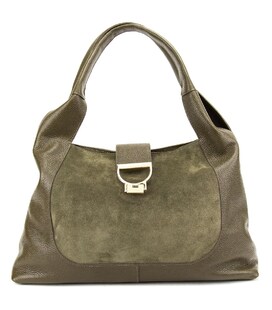 Женская вместительная кожаная сумка на плече с замшевой вставкойTavinchi CH-555T-Y фото, картинка, изображение