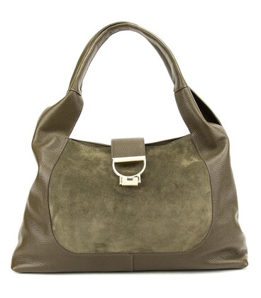 Жіноча містка шкіряна сумка на плече із замшевою вставкою Tavinchi CH-555T-Y картинка, зображення, фото