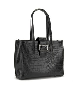 Кожаная черная сумка под рептилию Firenze Italy F-IT-7607A фото, картинка, изображение