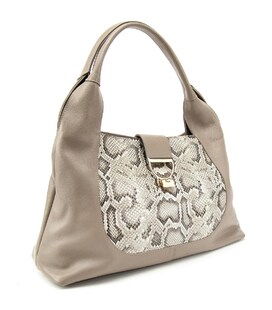 Женская вместительная кожаная сумка на плече с вставкой рептилияTavinchi CH-555B-R фото, картинка, изображение