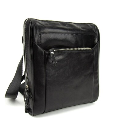 Черный мужской кожаный мессенджер в гладкой коже Tavinchi S-TV-4143A фото, картинка, изображение